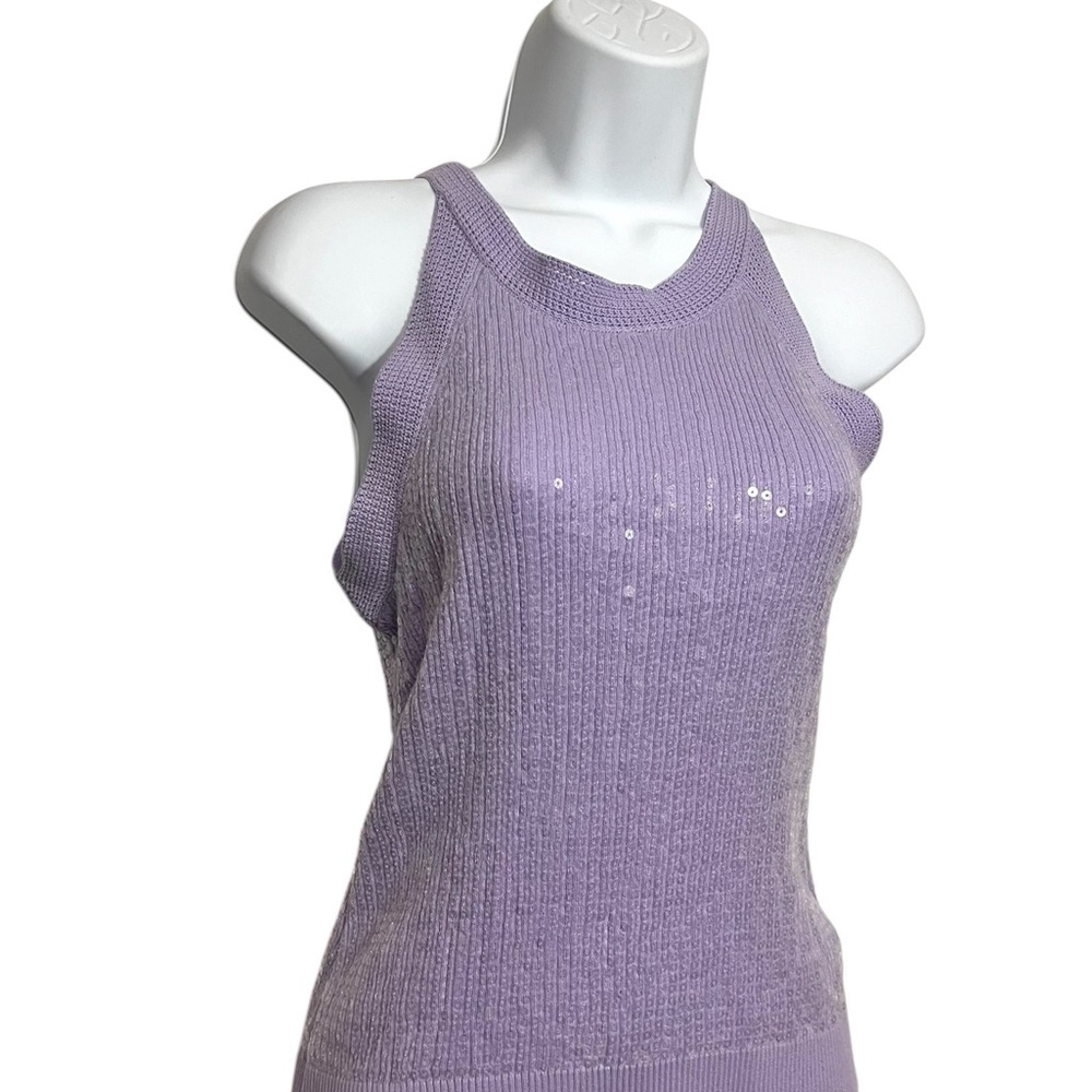Boston Proper Lilac Ribbed Fully Sequin Tank Size XS Going Out Night Feminine